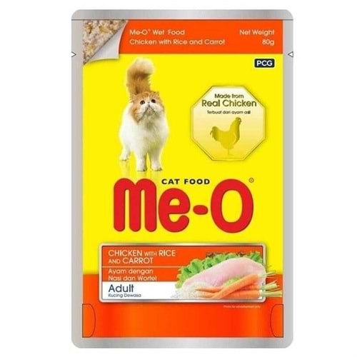 Me-O Pouch Tavuk/Pirinç/Havuçlu Kedi Konservesi 80GR