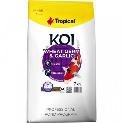 Tropical Koi Wheat Germ&Garlic Pellet Size M 7Kg