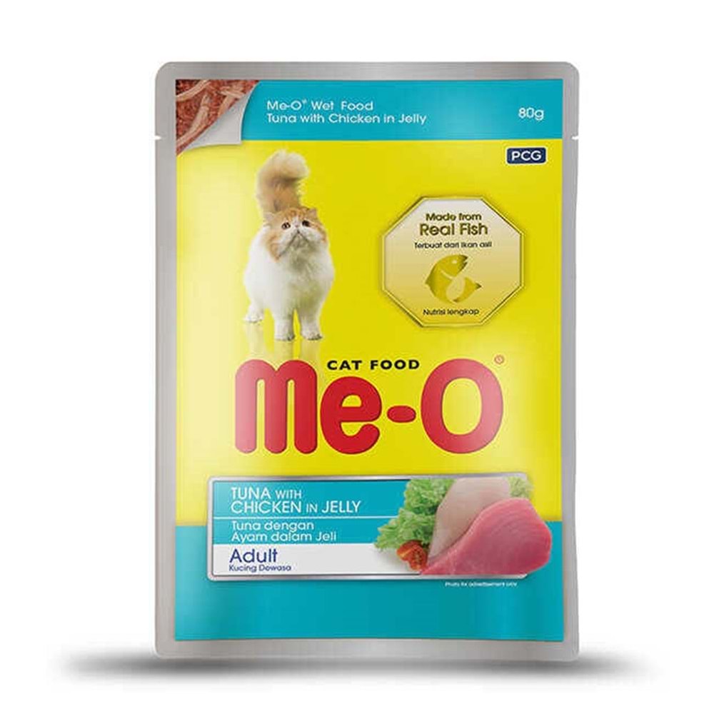 Me-O Pouch Ton Balıklı/Tavuklu Kedi Konservesi 80GR